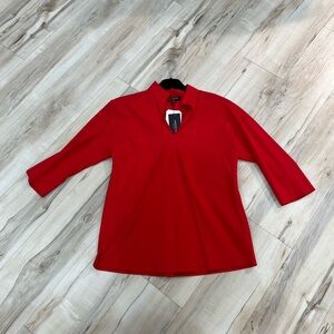 Lafayette 148 New York Red V-Neck Blouse